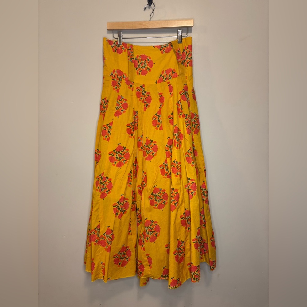 Vibrant High Waist Floral Yellow Skirt